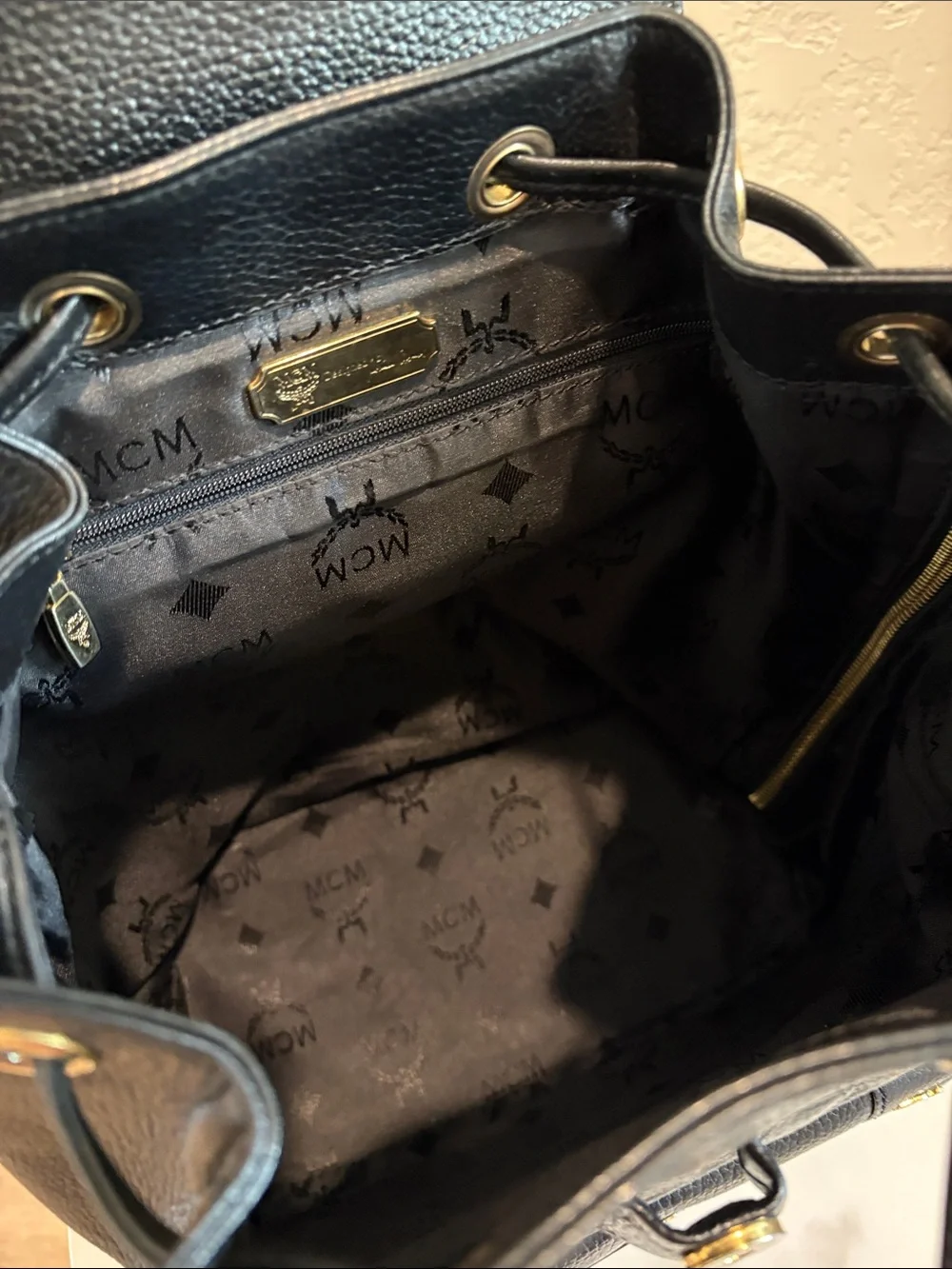 MCM Black Leather Backpack Made in Germany